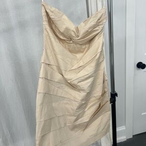 BCBGMaxAzria Cream Strapless Dress